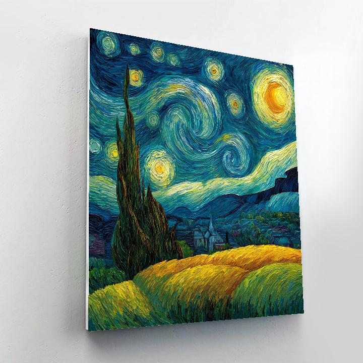 Van Gogh Inspired Cypress Storm paint by number