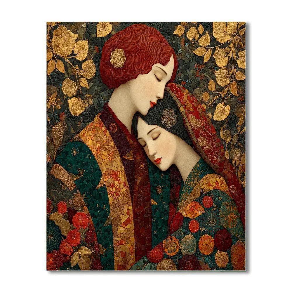 Gustav Klimt Inspired Floral Embrace DIY paint by numbers
