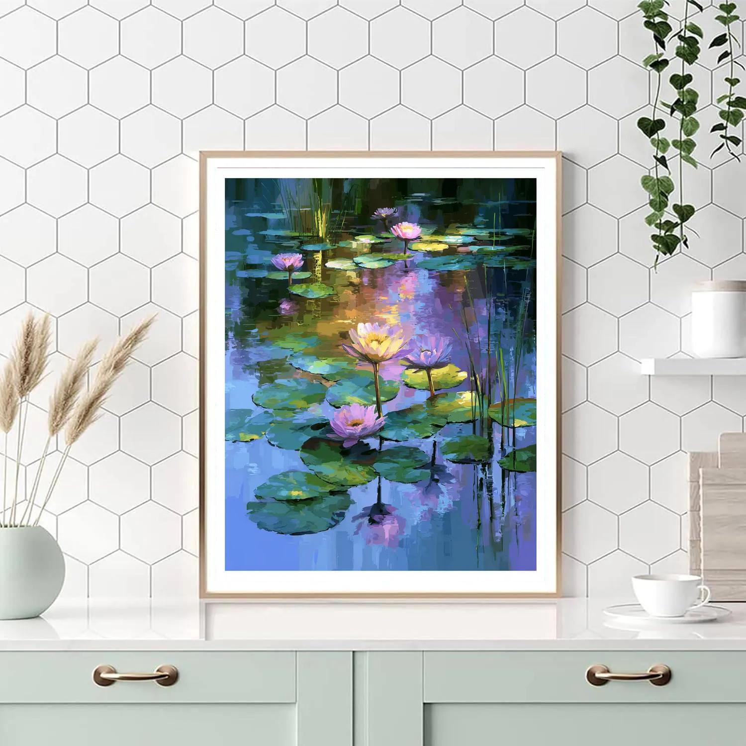 Monet Inspired Water Lily Pond paint by numbers