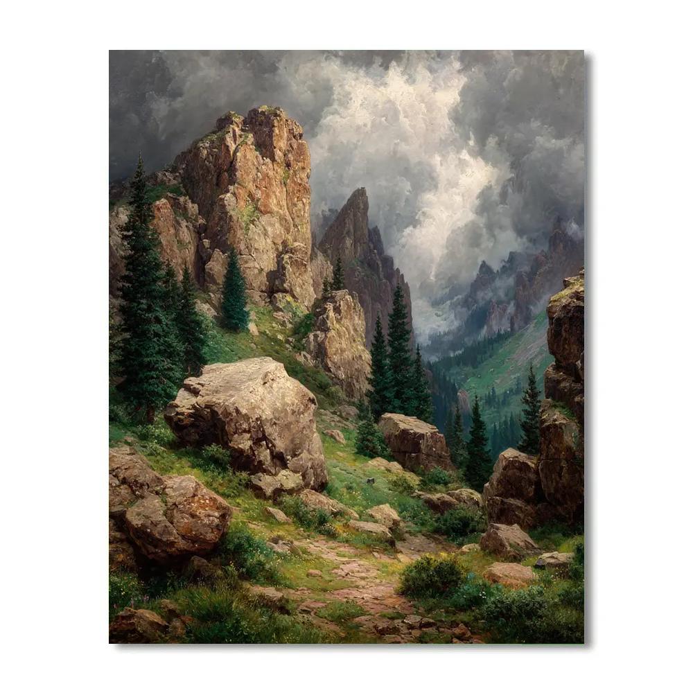 Gustave Courbet Inspired Rugged Mountains DIY paint by numbers