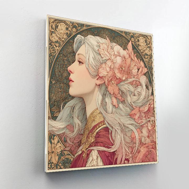 Alphonse Mucha Inspired Art Nouveau Lady painting number kit