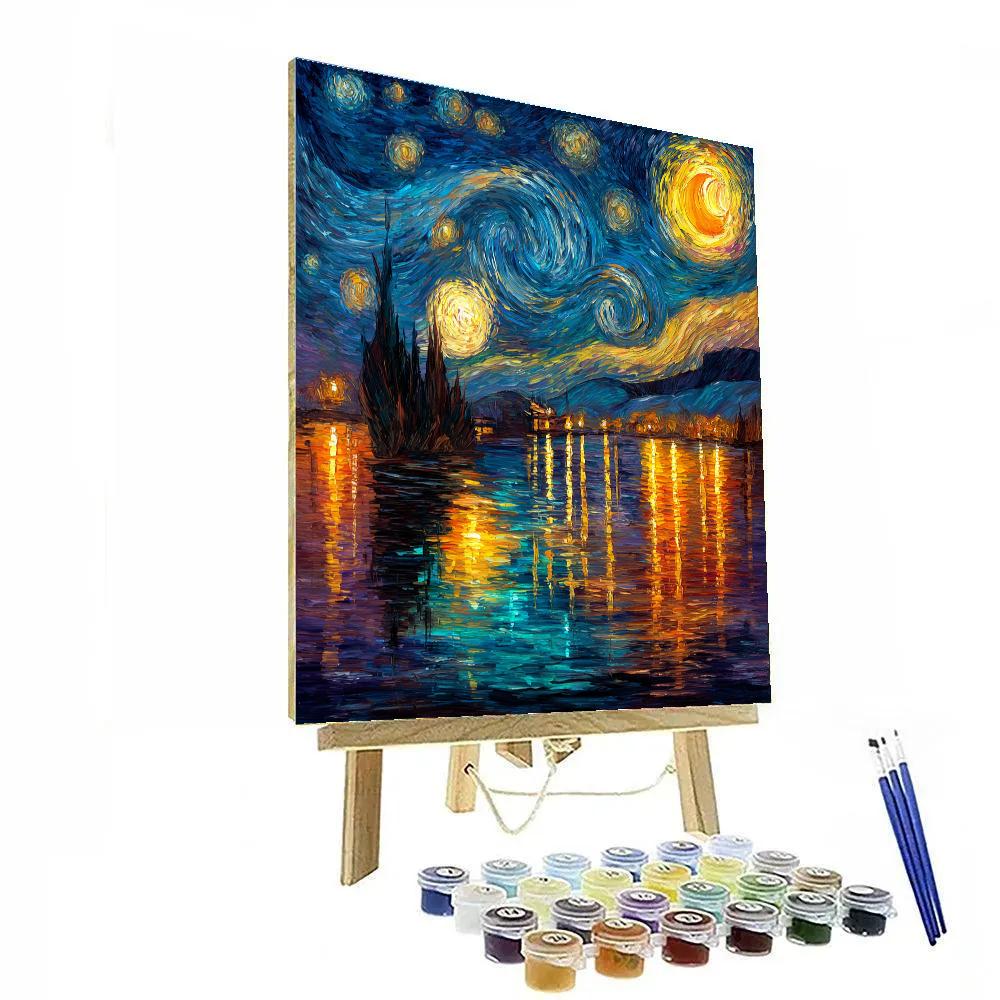 Van Gogh Inspired Starry Lake DIY paint by numbers