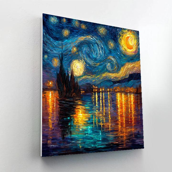 Van Gogh Inspired Starry Lake DIY paint by numbers