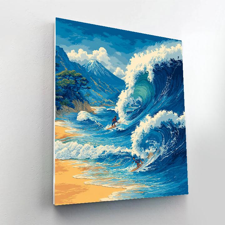 Hokusai Inspired Wave Riders Painting by numbers kit