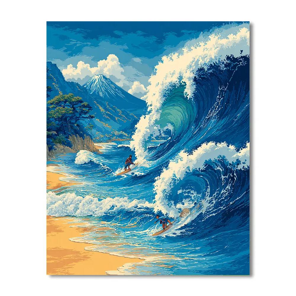 Hokusai Inspired Wave Riders Painting by numbers kit