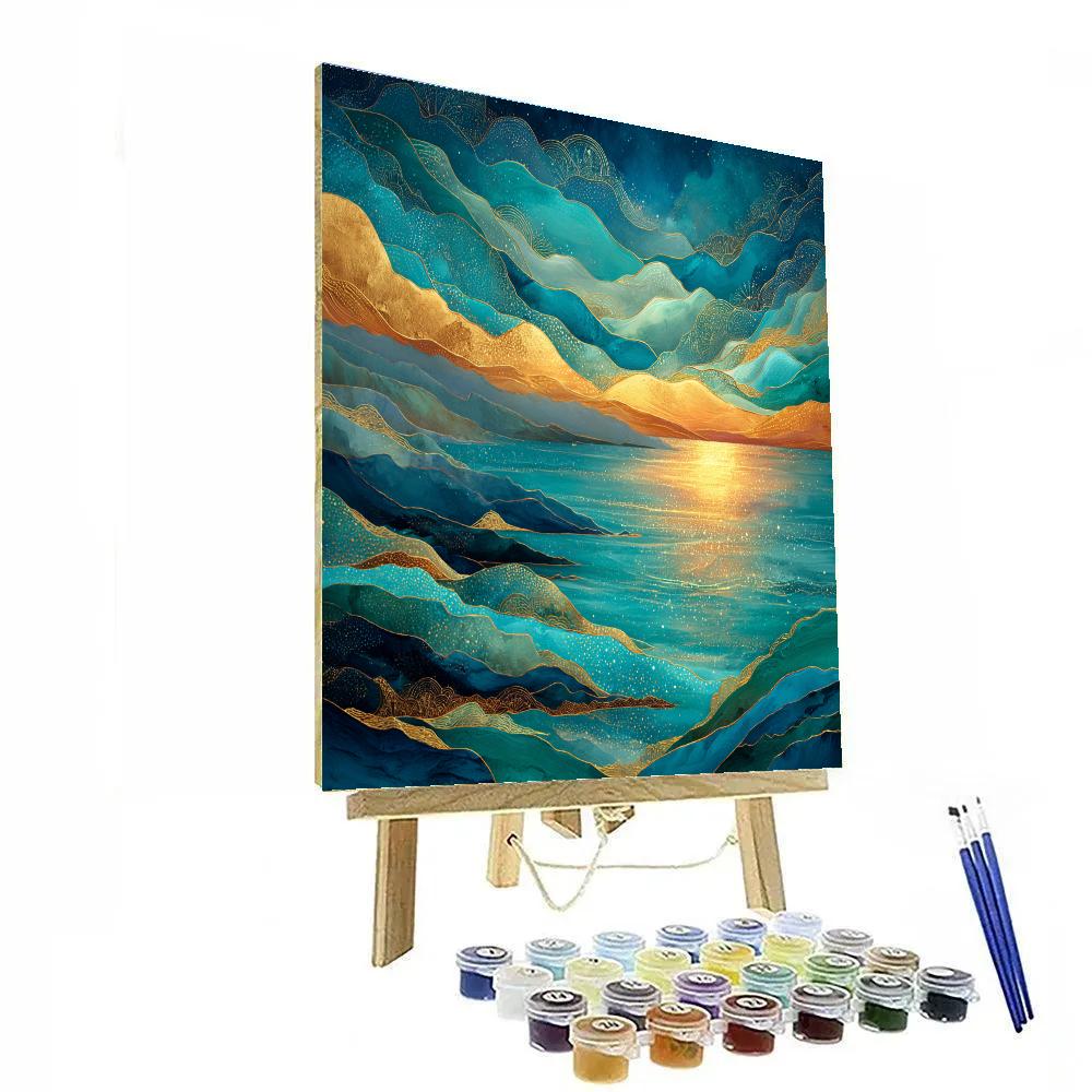 Klimt Inspired Dreamy Ocean Numbered painting kits