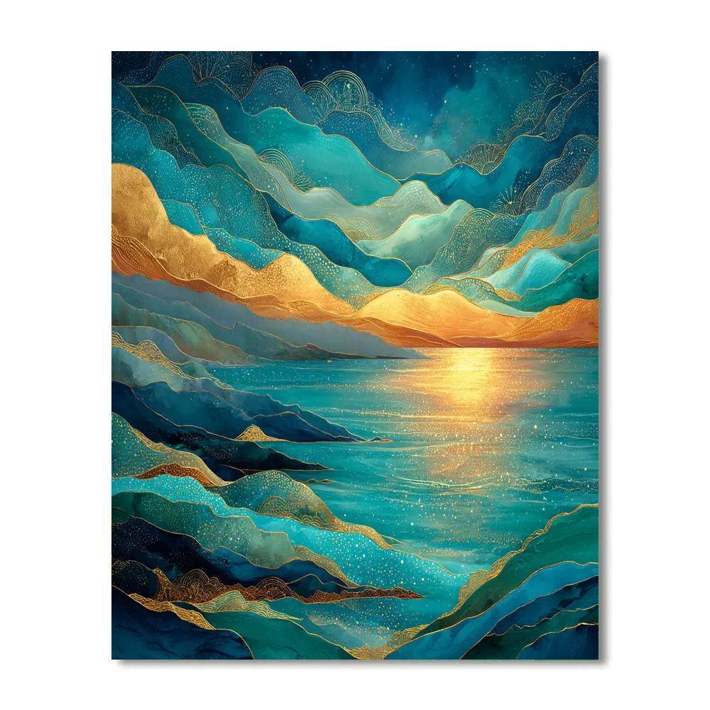 Klimt Inspired Dreamy Ocean Numbered painting kits