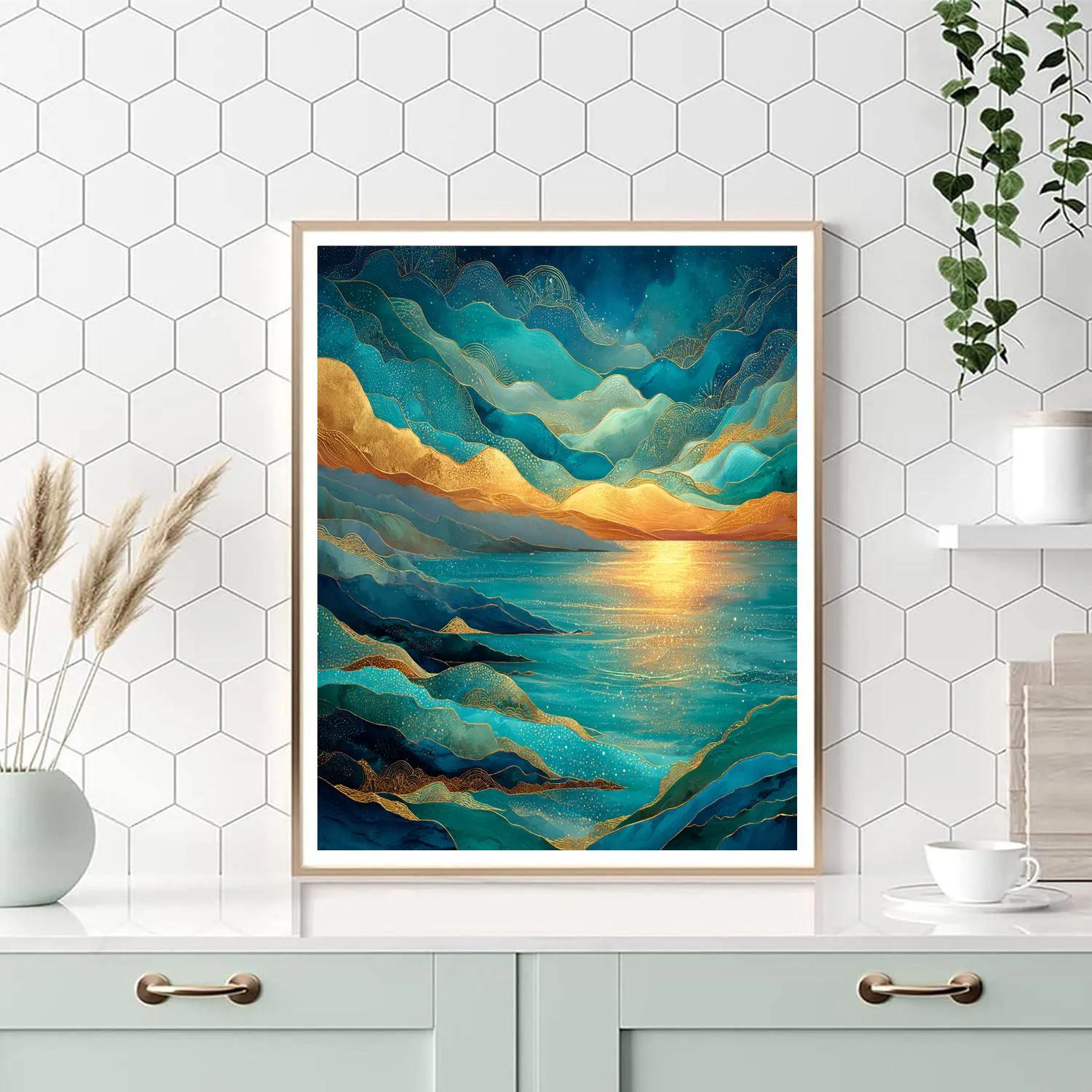 Klimt Inspired Dreamy Ocean Numbered painting kits