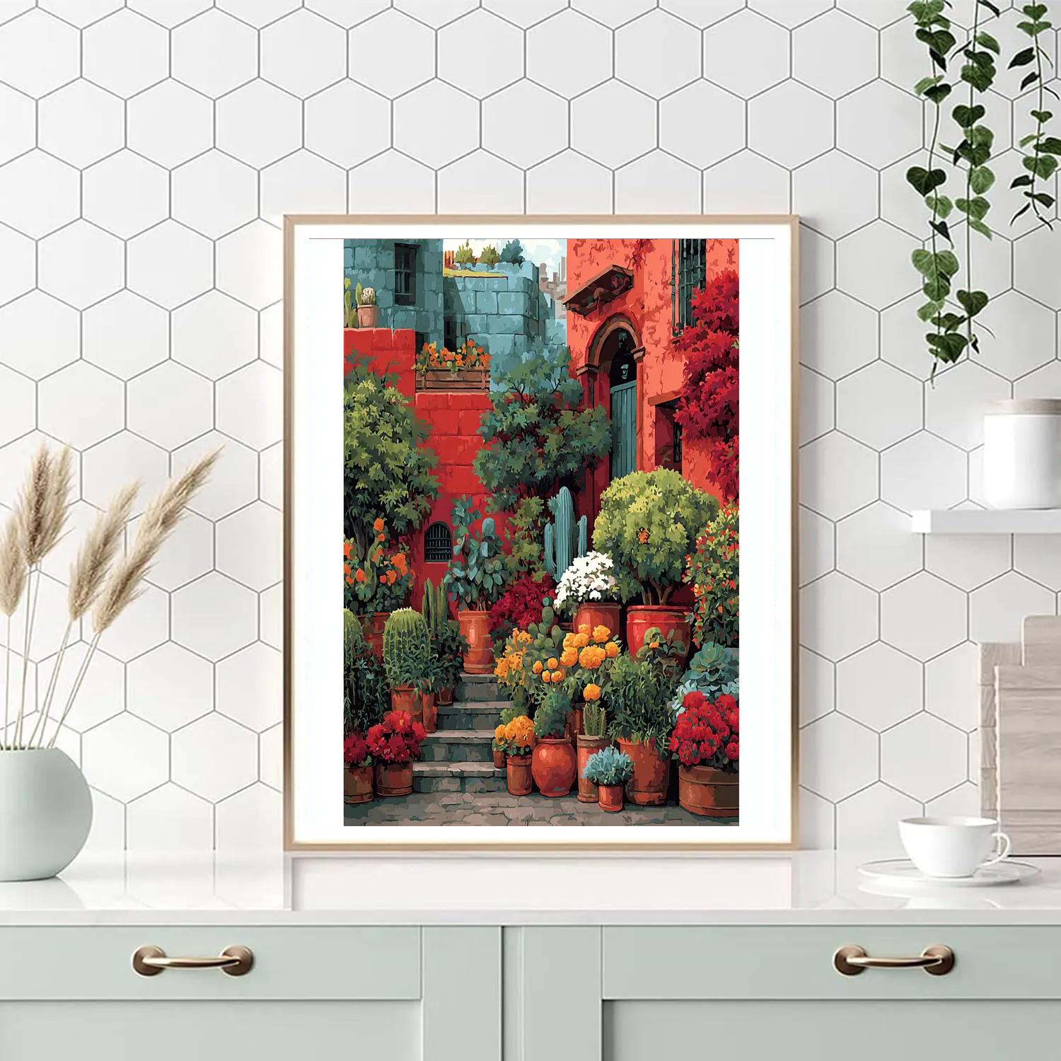Kahlo Inspired Garden Of Reflection paint by number