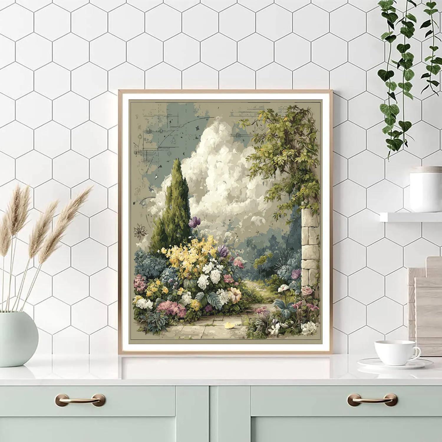 Leonardo Da Vinci Inspired Celestial Garden Number painting