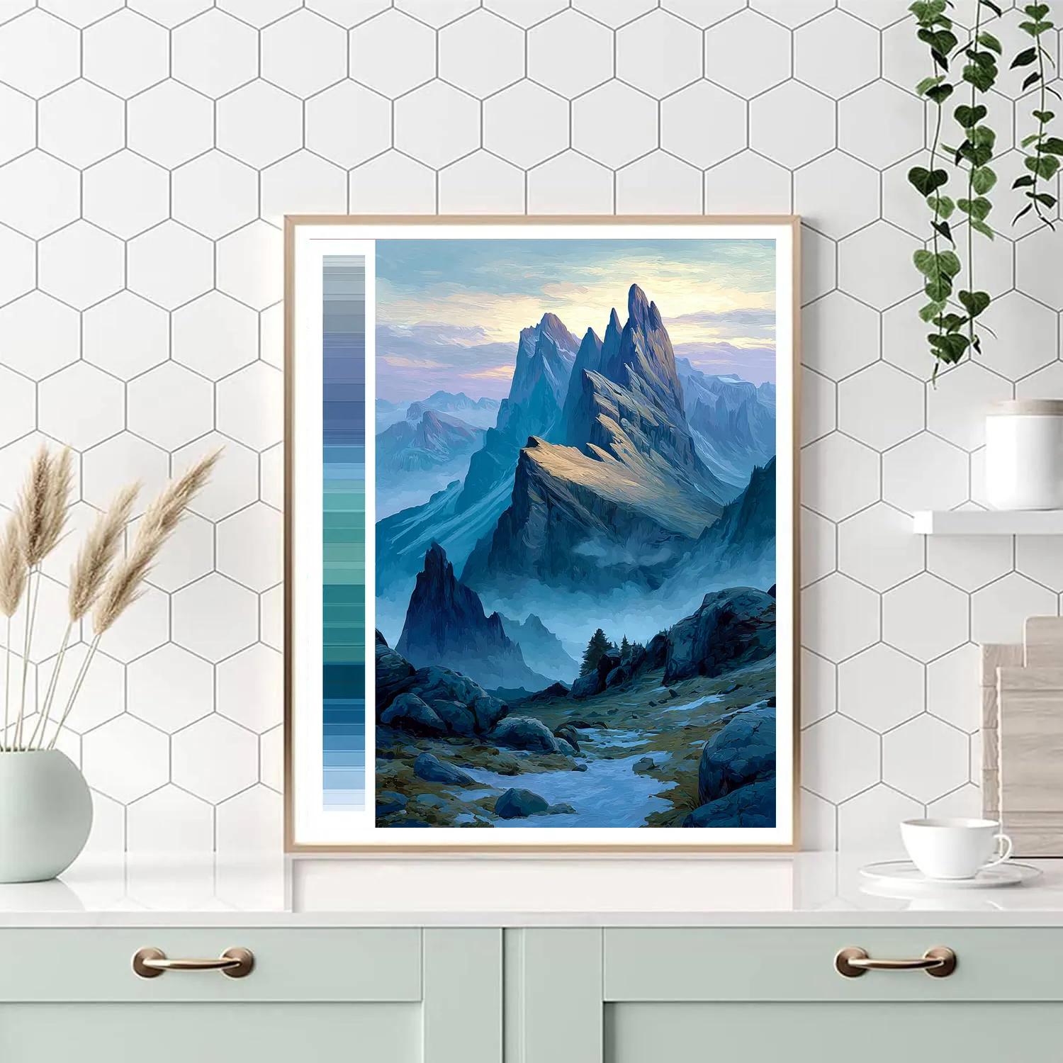 Leonardo Da Vinci Inspired Mountain Aurora DIY paint by numbers