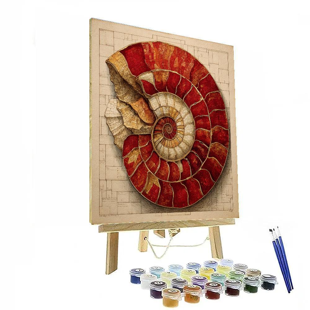 Michelangelo Inspired Fossil Spiral Number painting