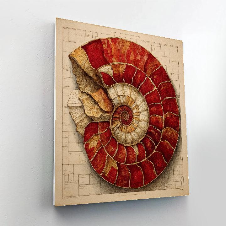 Michelangelo Inspired Fossil Spiral Number painting
