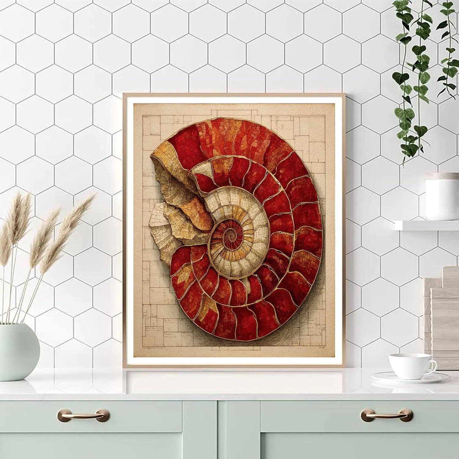 Michelangelo Inspired Fossil Spiral Number painting