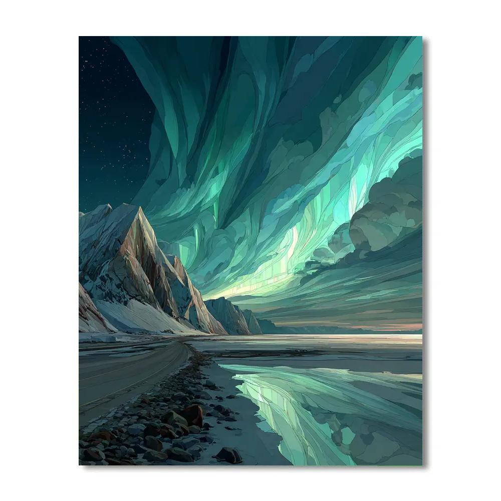 Michelangelo Inspired Aurora Forge Landscape painting number kit