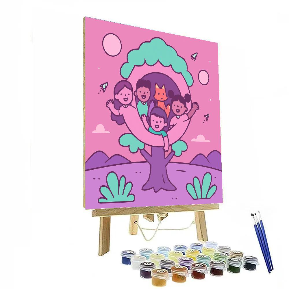 Cosmic Treehouse Club Paint by numbers art