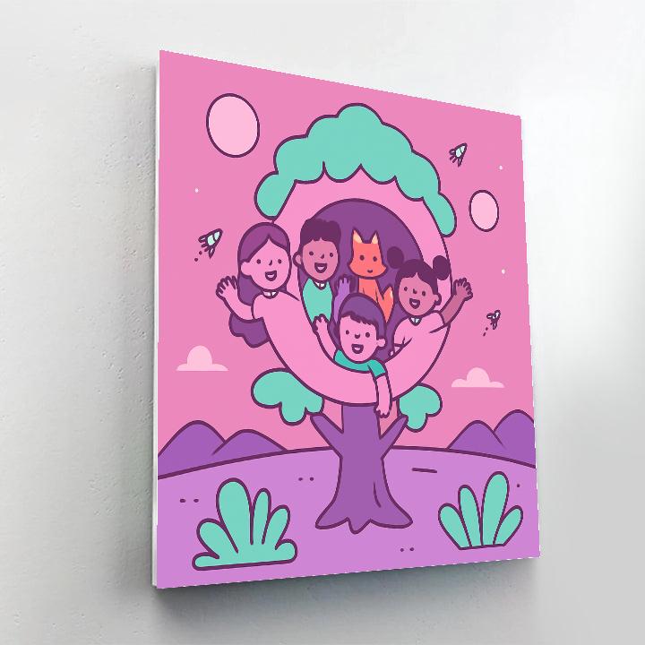 Cosmic Treehouse Club Paint by numbers art