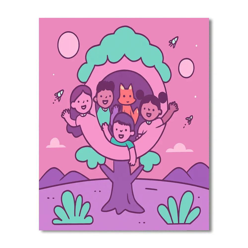 Cosmic Treehouse Club Paint by numbers art