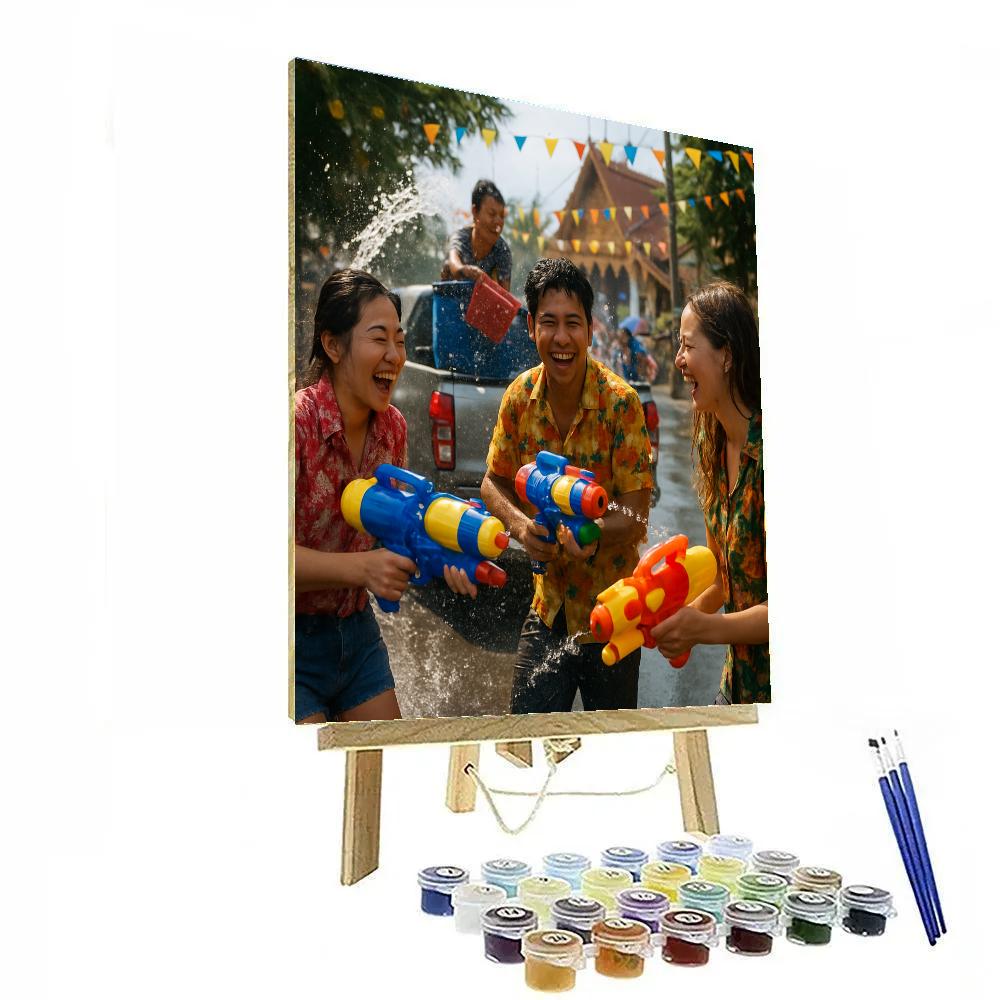 Songkran Water Street Festival paint by numbers