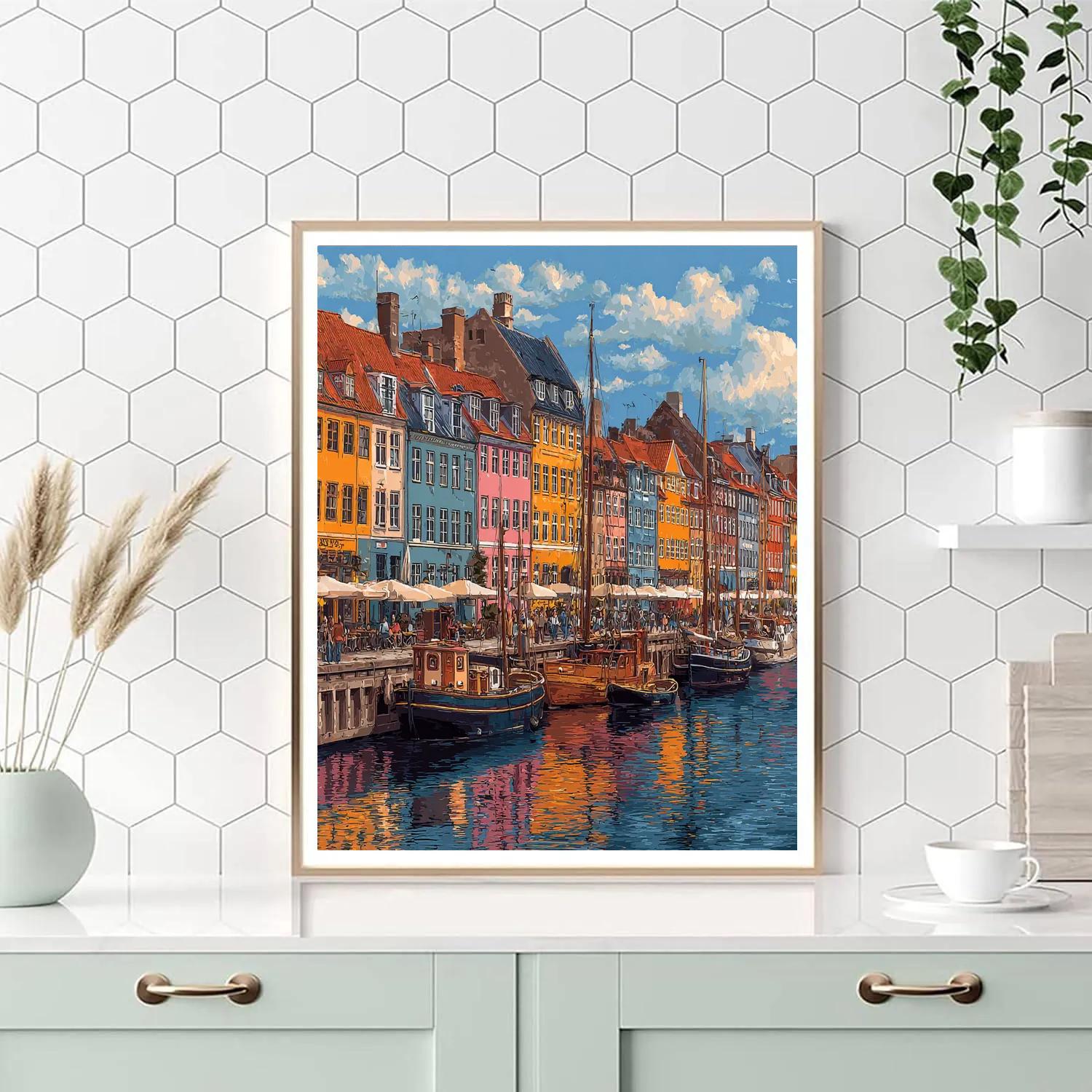 Nyhavn Colorful Harbor Copenhagen Denmark Paint by numbers kits