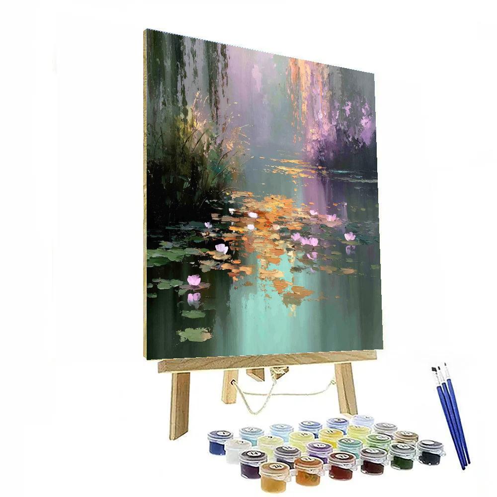 Monet Inspired Morning Lake paint by color