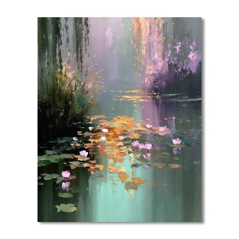 Monet Inspired Morning Lake paint by color