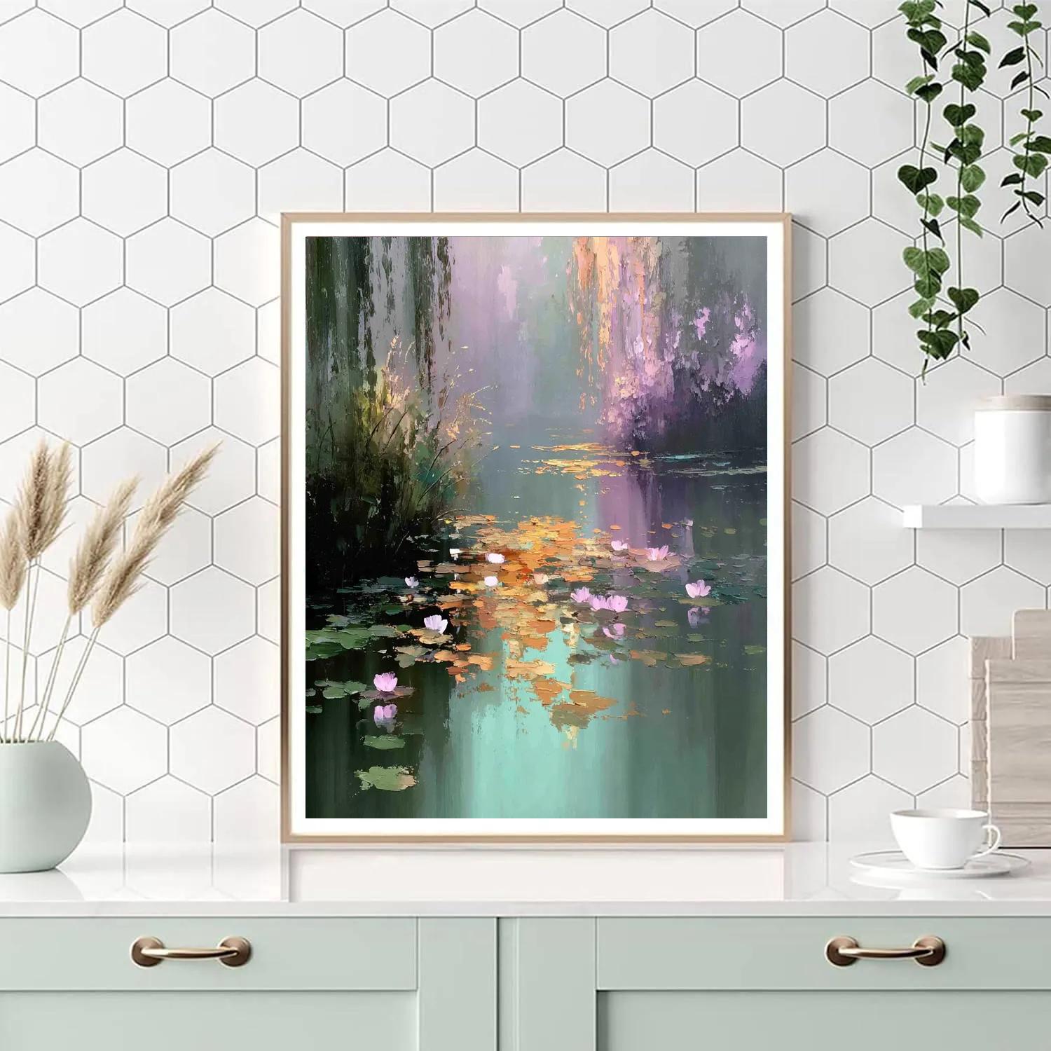 Monet Inspired Morning Lake paint by color