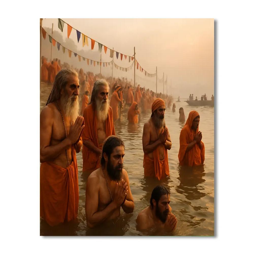 Kumbh Mela River Pilgrims Paint by numbers art