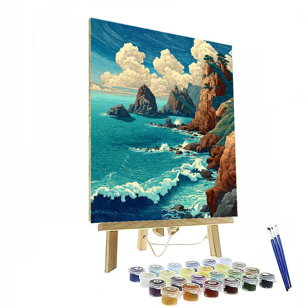 Hokusai Inspired Mountain Wave DIY paint by numbers