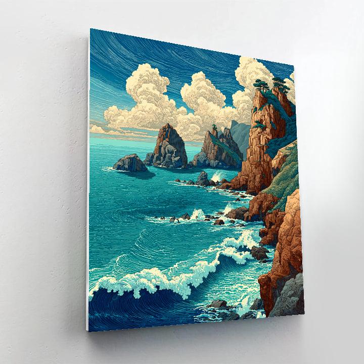 Hokusai Inspired Mountain Wave DIY paint by numbers