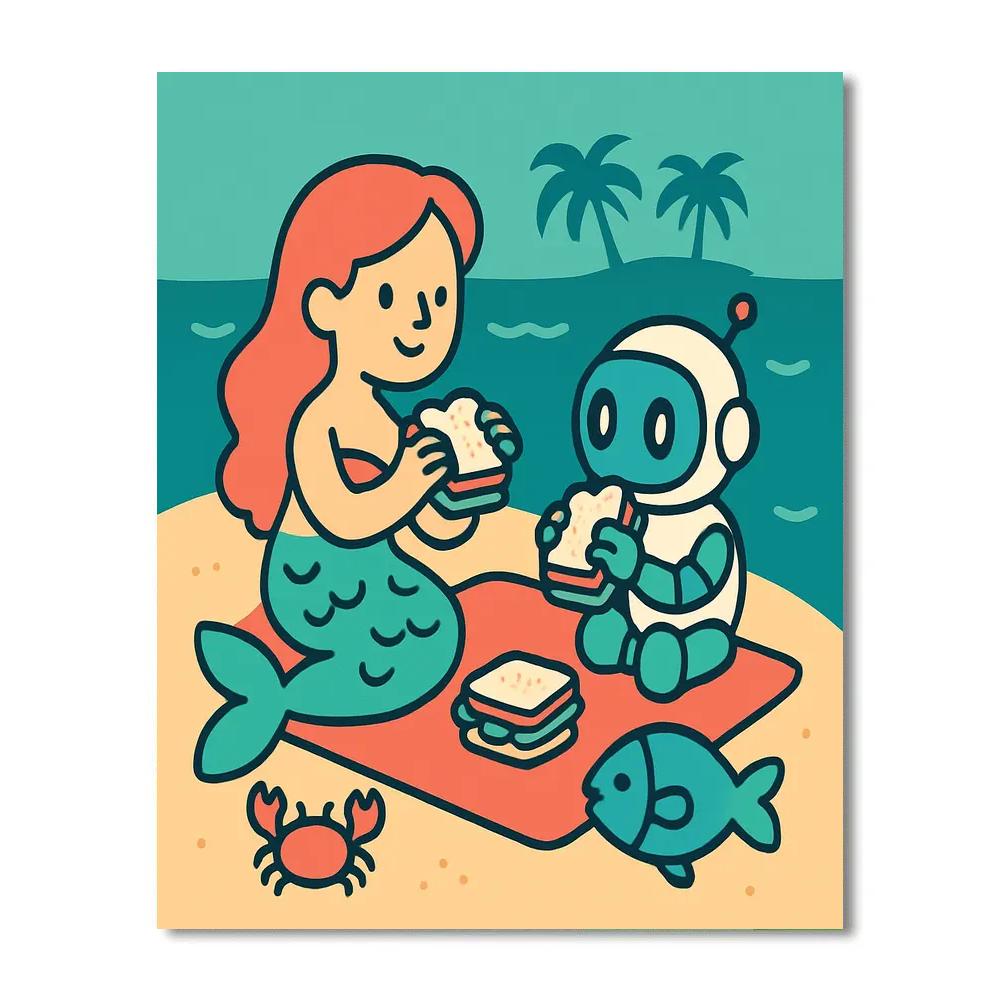 Seashell Astronaut Picnic Paint by numbers kits