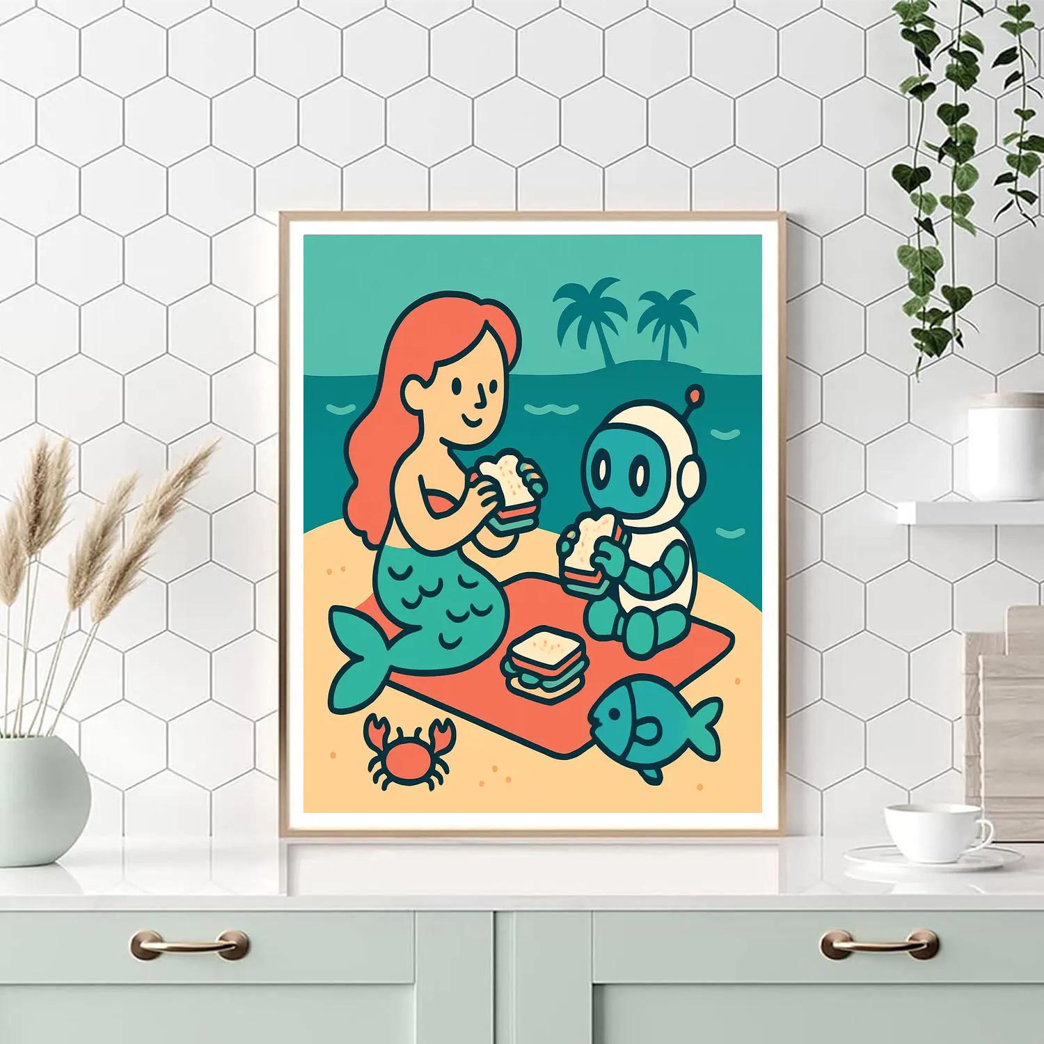 Seashell Astronaut Picnic Paint by numbers kits