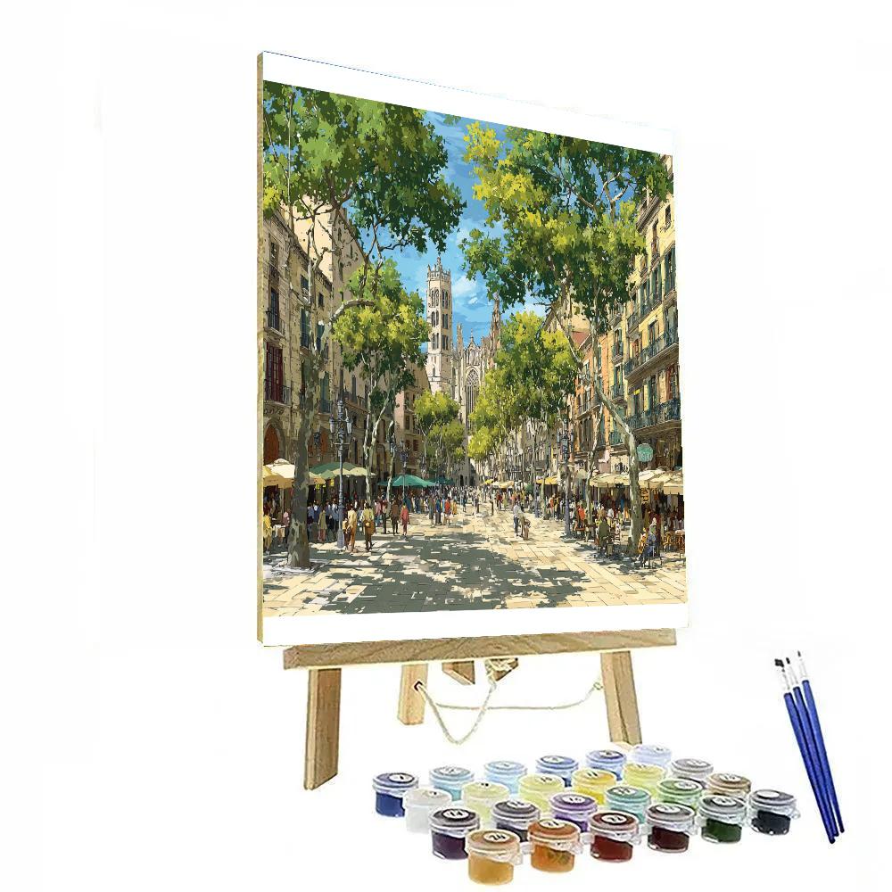 La Rambla Street Life Barcelona Spain DIY paint by numbers
