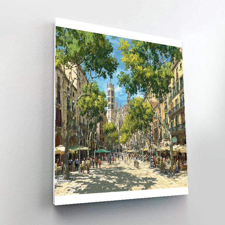 La Rambla Street Life Barcelona Spain DIY paint by numbers