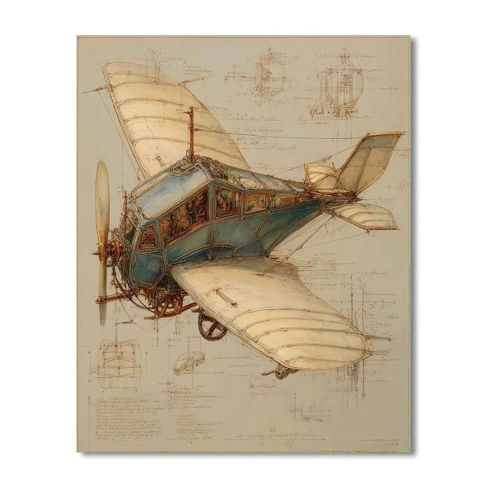 Leonardo Da Vinci Inspired Inventors Sketch Paint by numbers art