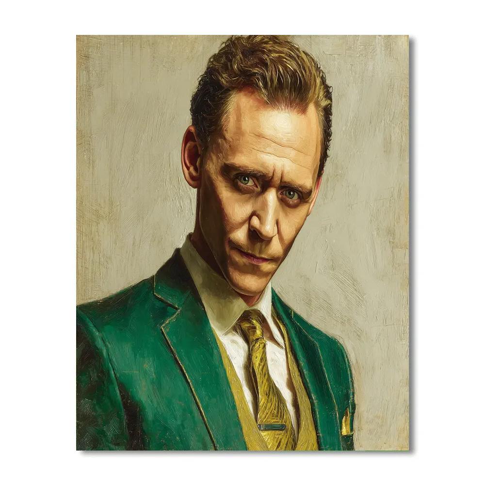 Tom Hiddleston: Luring Mischief In Emerald Light Number painting