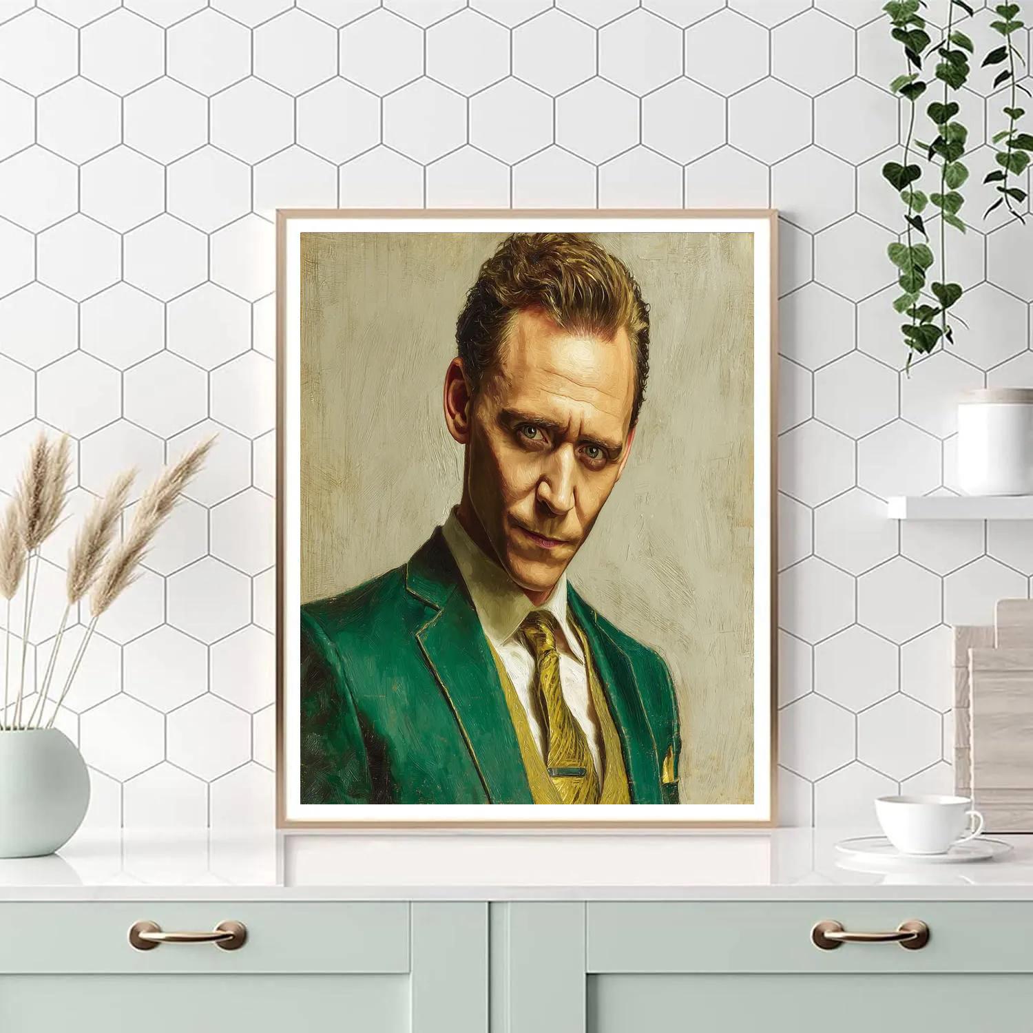 Tom Hiddleston: Luring Mischief In Emerald Light Number painting