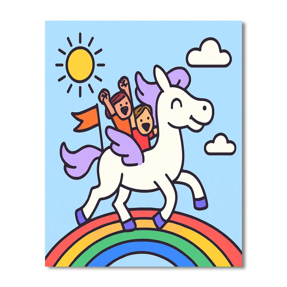 Rainbow Pegasus Relay Paint by numbers kits