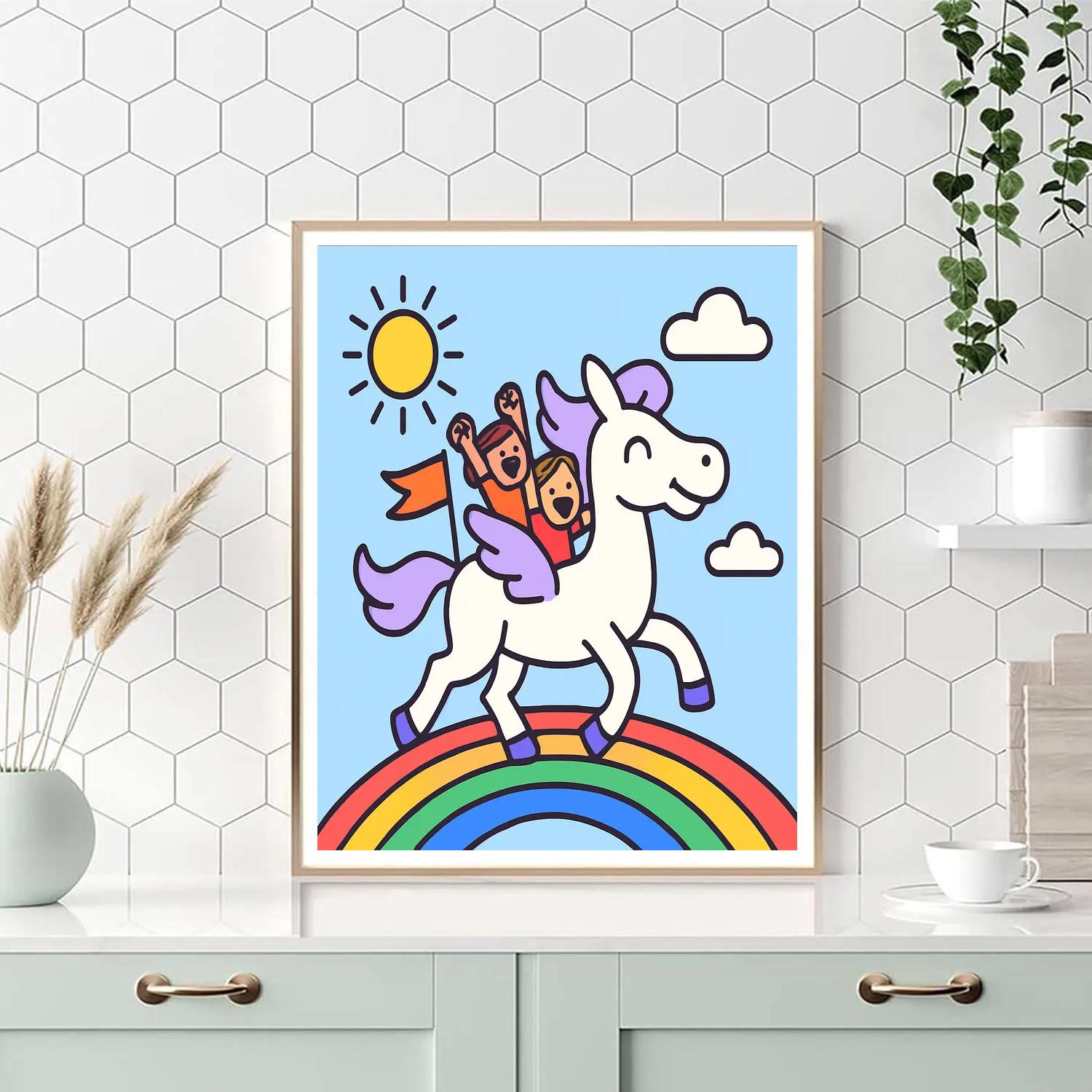 Rainbow Pegasus Relay Paint by numbers kits