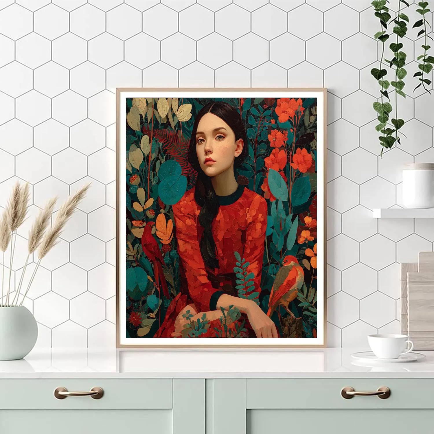 Frida Kahlo Inspired Self Portrait Garden Number painting