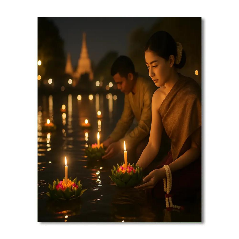 Loy Krathong River Lanterns Paint by numbers art