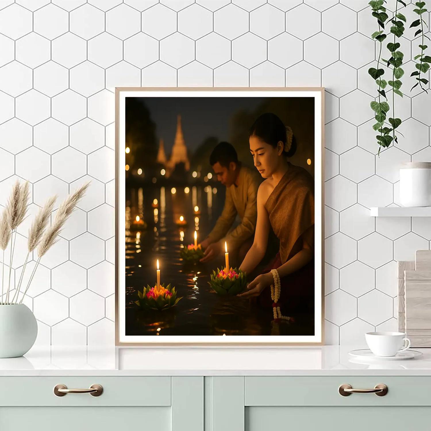Loy Krathong River Lanterns Paint by numbers art