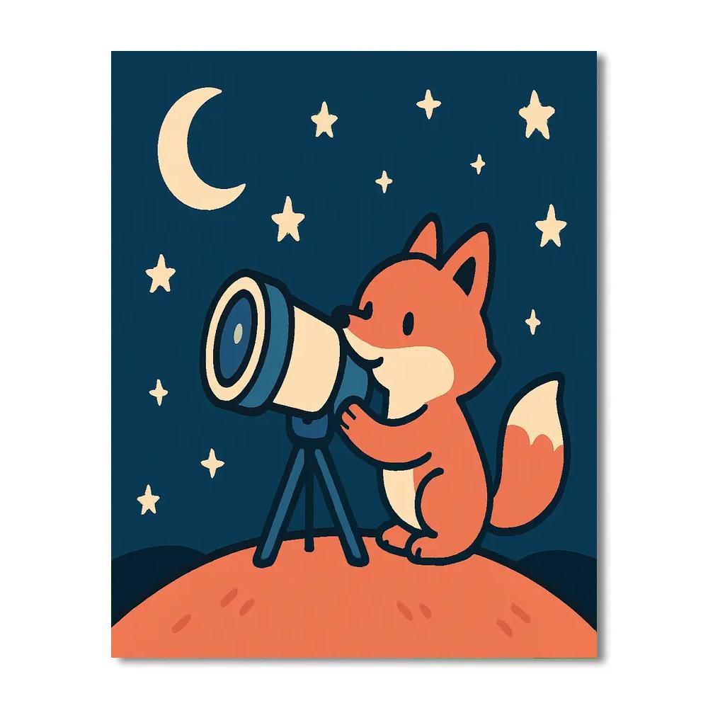 Stargazer Fox Telescope Painting by numbers kit