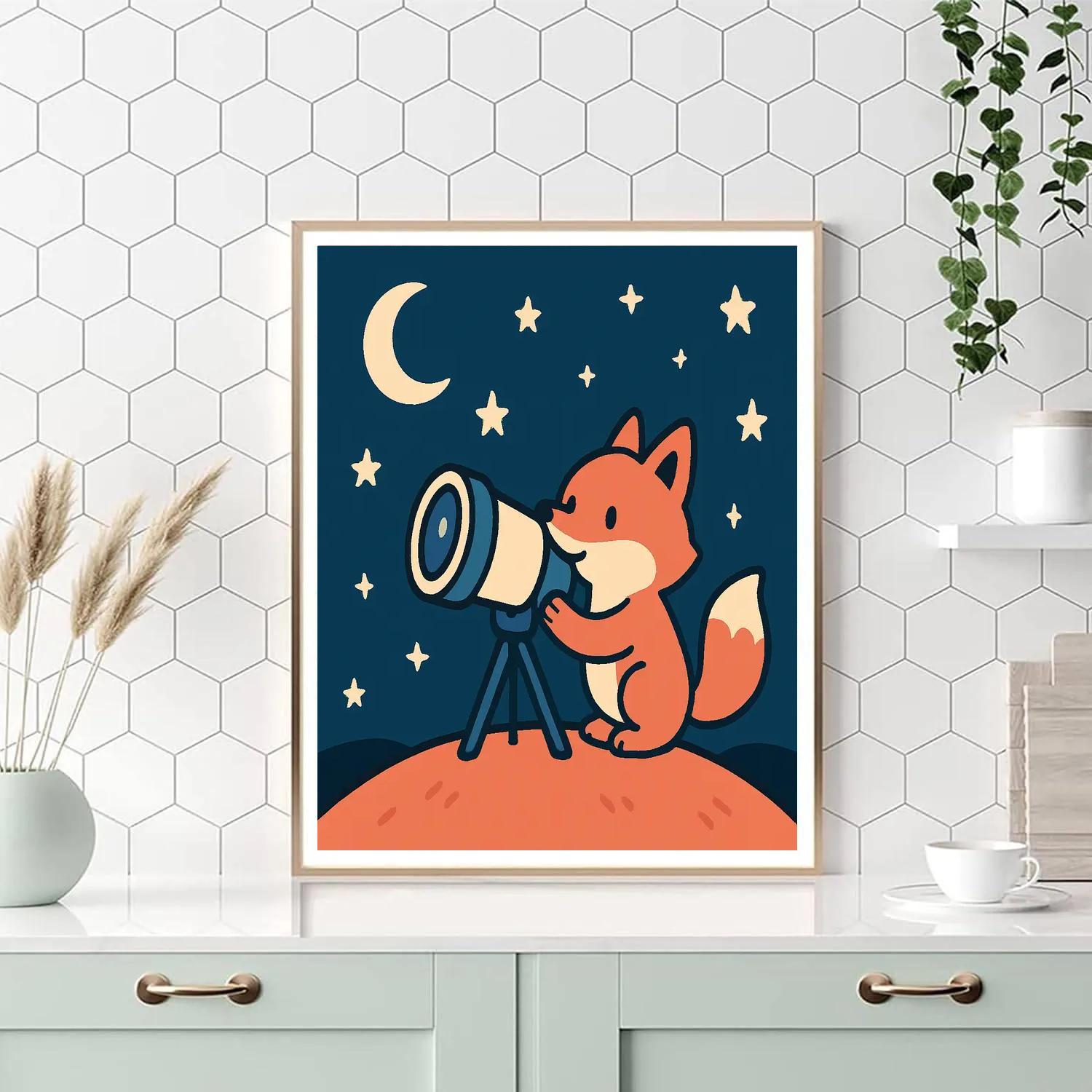 Stargazer Fox Telescope Painting by numbers kit