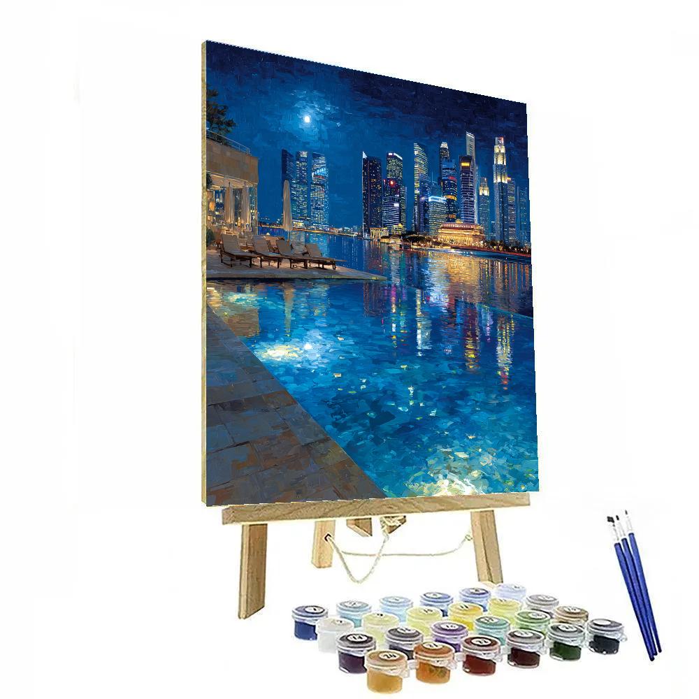 Marina Bay Sands Infinity Pool View Singapore paint by color