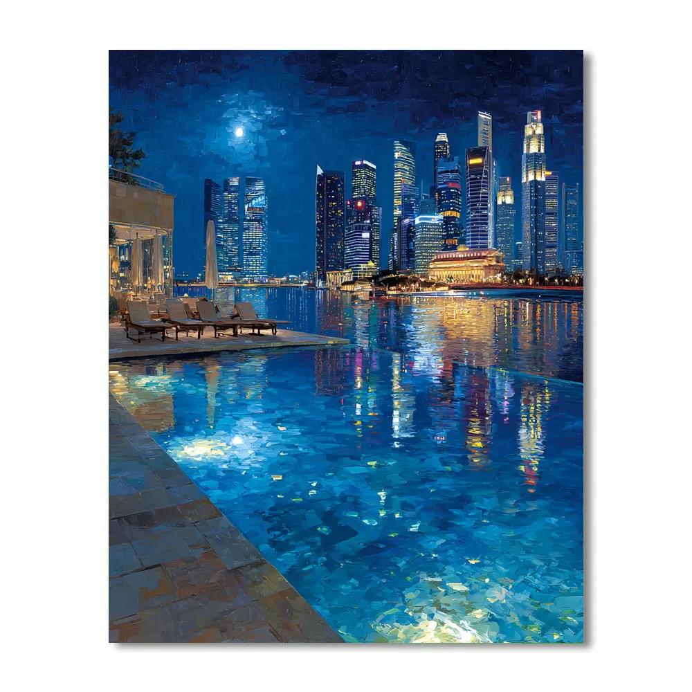 Marina Bay Sands Infinity Pool View Singapore paint by color