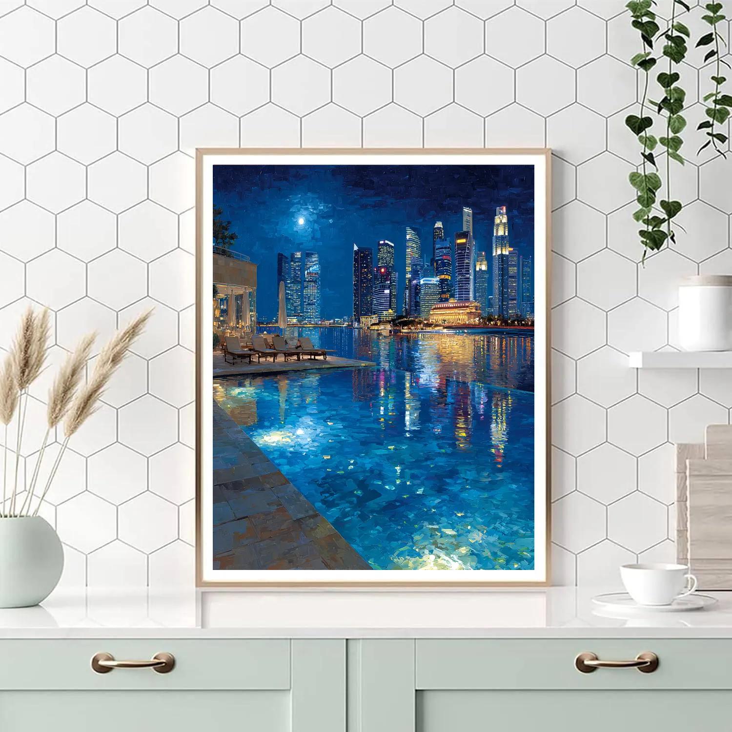 Marina Bay Sands Infinity Pool View Singapore paint by color