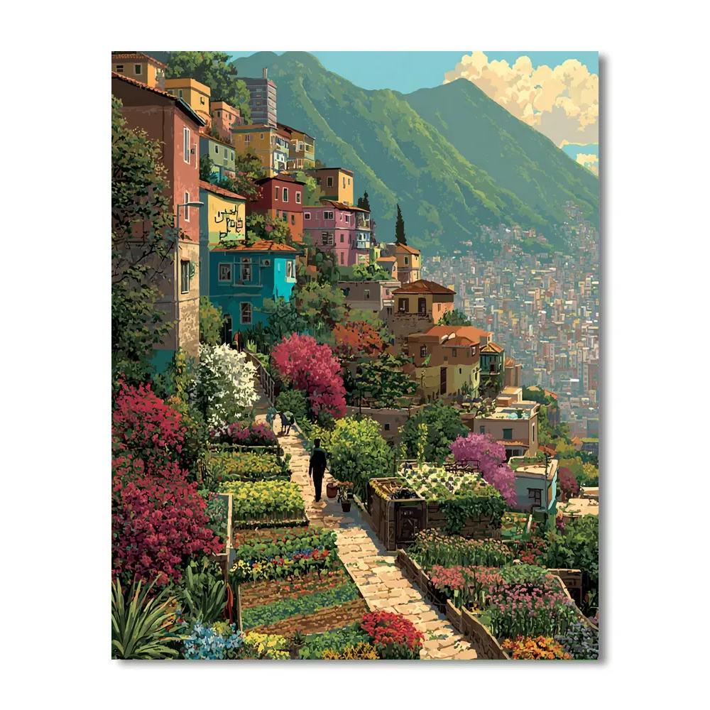 Rooftop Gardens Of Medellin Colombia Paint by numbers art