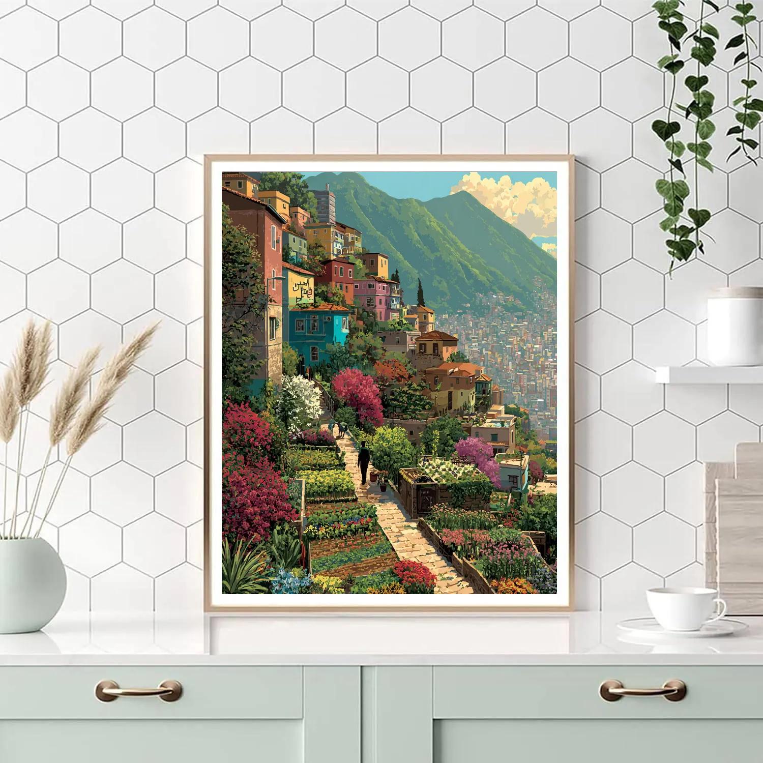 Rooftop Gardens Of Medellin Colombia Paint by numbers art
