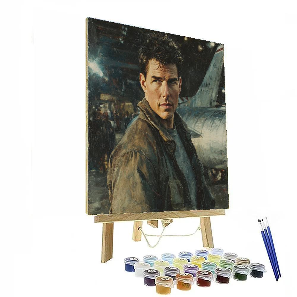 Tom Cruise: Highwing Maverick In Evening Hangar Paint by numbers art